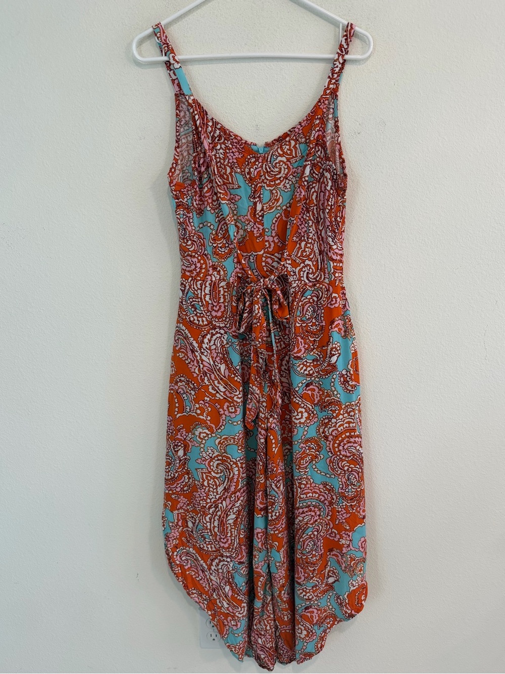 Sleeveless Paisley Midi Dress in Orange and Teal